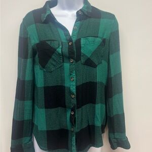 Maurices Green and Black Plaid Shirt